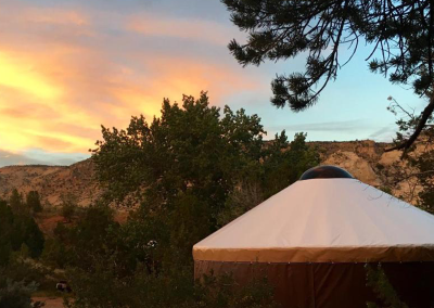 Escalante Yurts camping at sunset