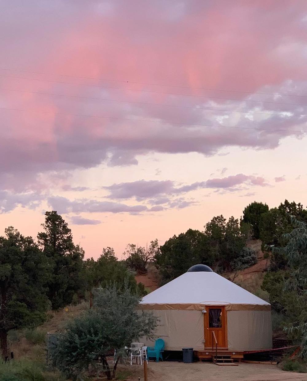 Escalante Yurts Our Story yurt at sunset