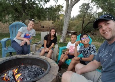 Family camping group photo