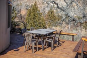 Escalante Yurts have decks for group getaway fun.
