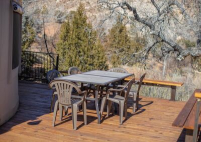 Escalante Yurts have decks for group getaway fun.