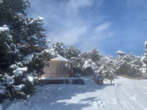 Winter adventures in Escalante, Utah, are especially cozy at Escalante Yurts